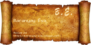 Baranyay Éva névjegykártya